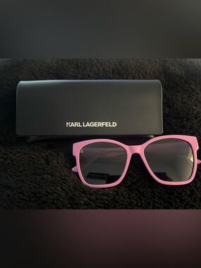 Karl Lagerfeld Pink Frame Sunglasses with Dark Lenses